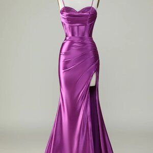 Purple Prom Dress with Slit